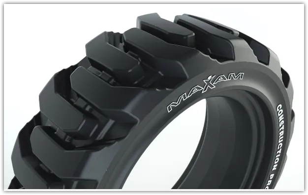 10-16.5 Solid Tire & Wheel Assembly, Maxam MS705, R-4 Traction, Non-Aperture, Press-On, Right Side V53503A1R