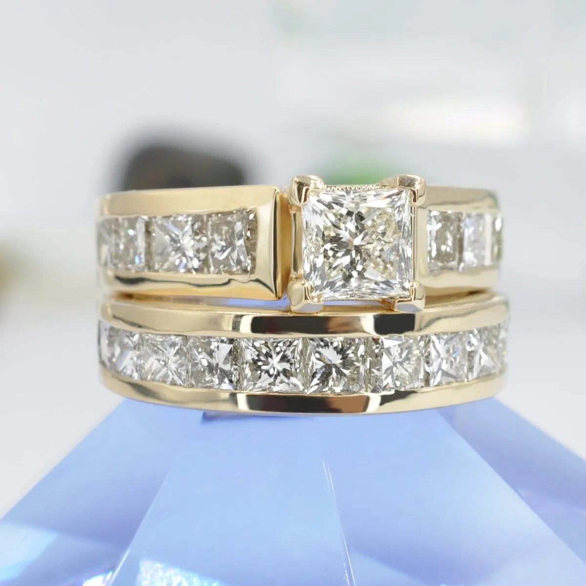 5.25-6.40 CT Princess Cut Diamonds - Bridal Set