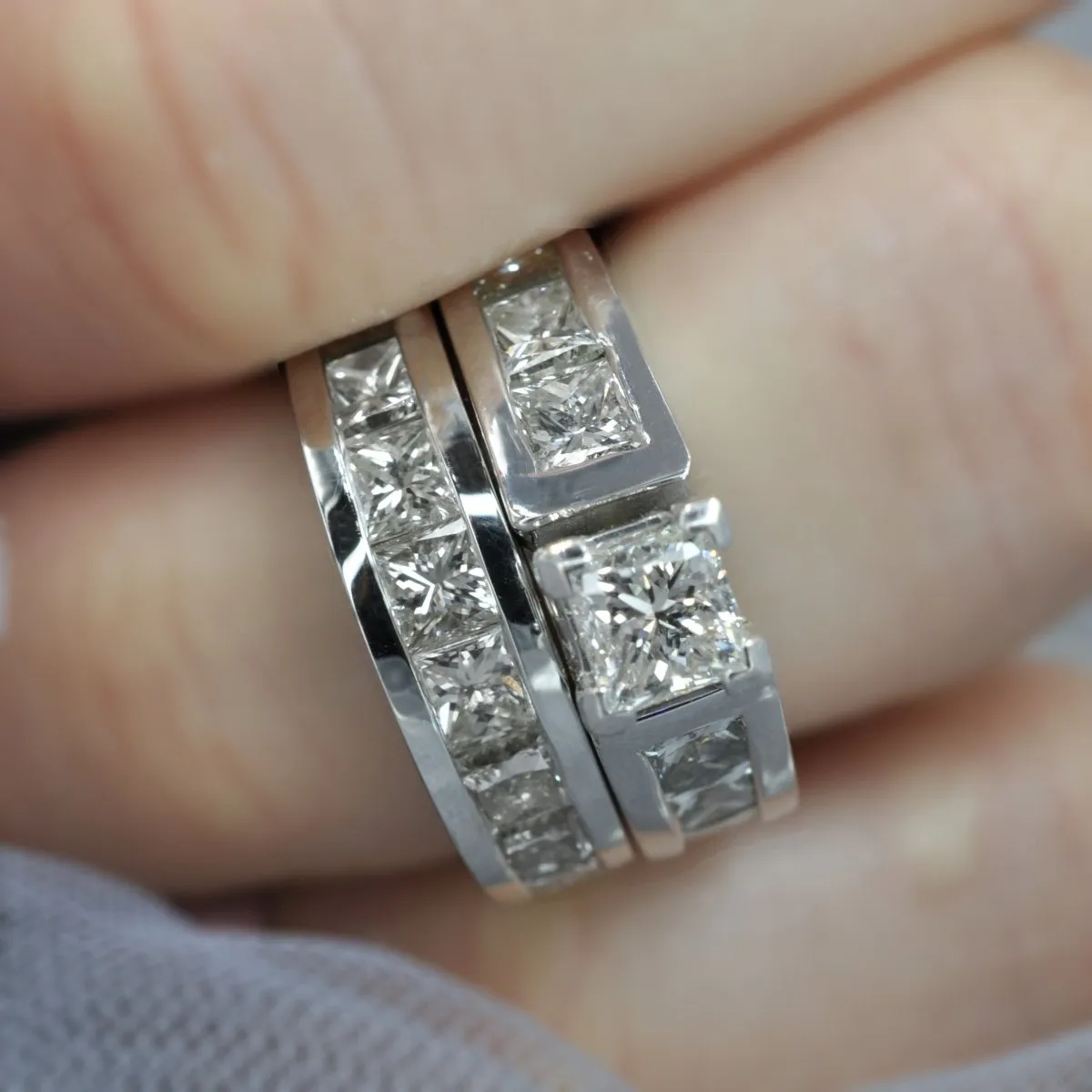 5.25-6.40 CT Princess Cut Diamonds - Bridal Set