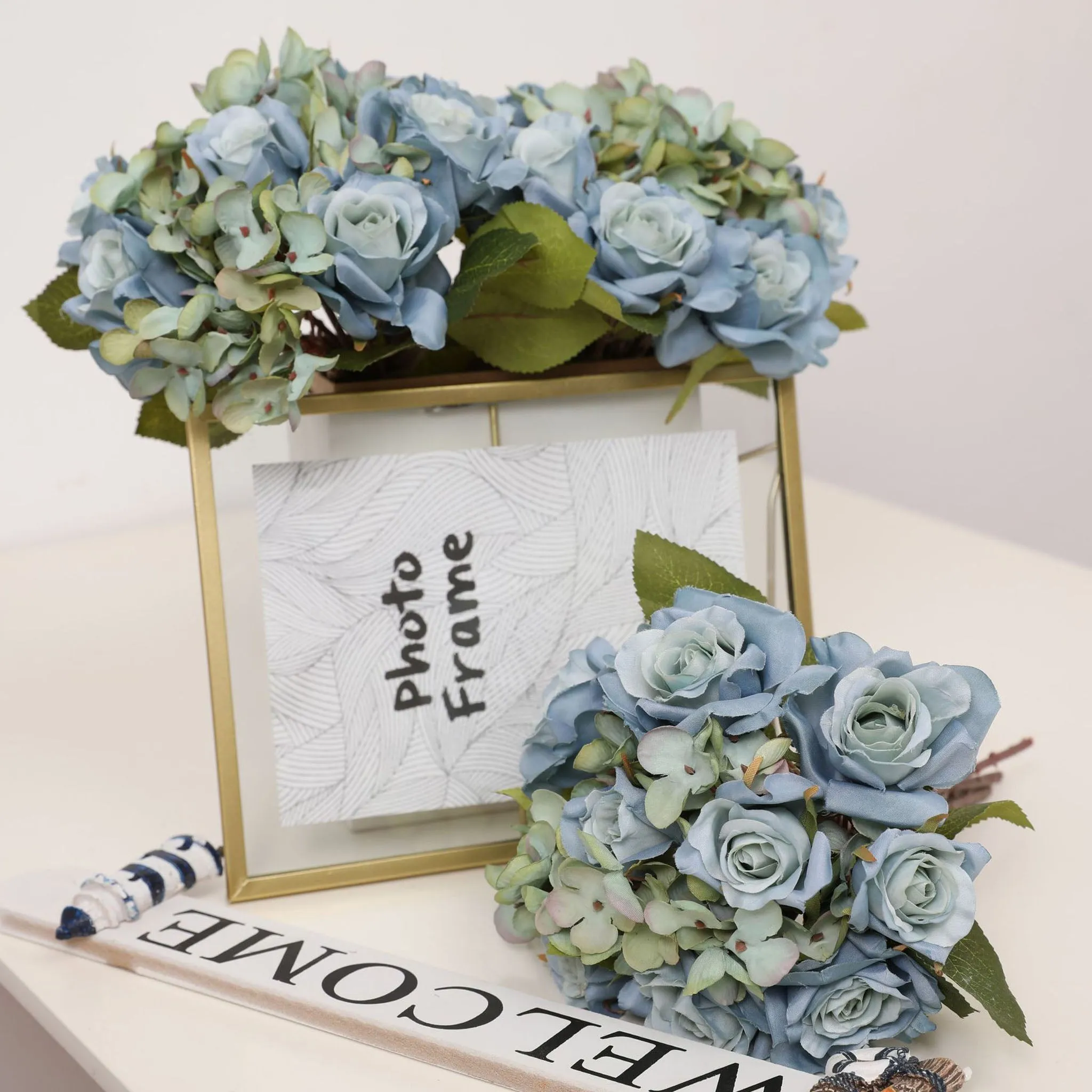 Artificial Silk Hydrangea Rose Mixed Bouquet