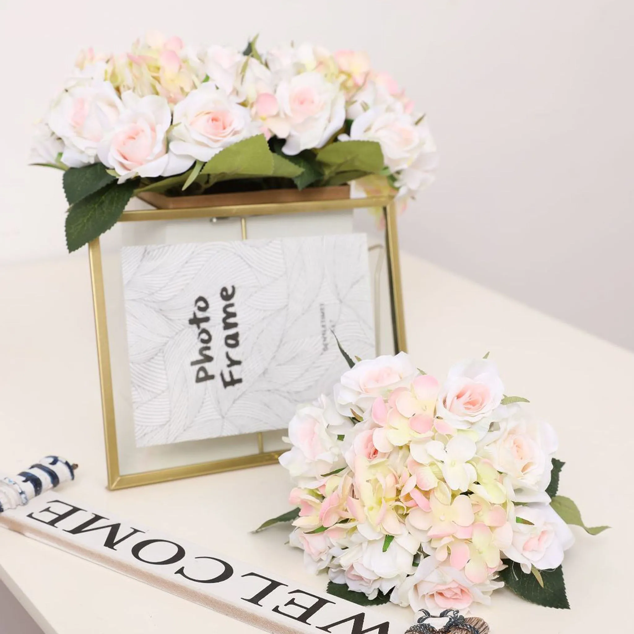 Artificial Silk Hydrangea Rose Mixed Bouquet