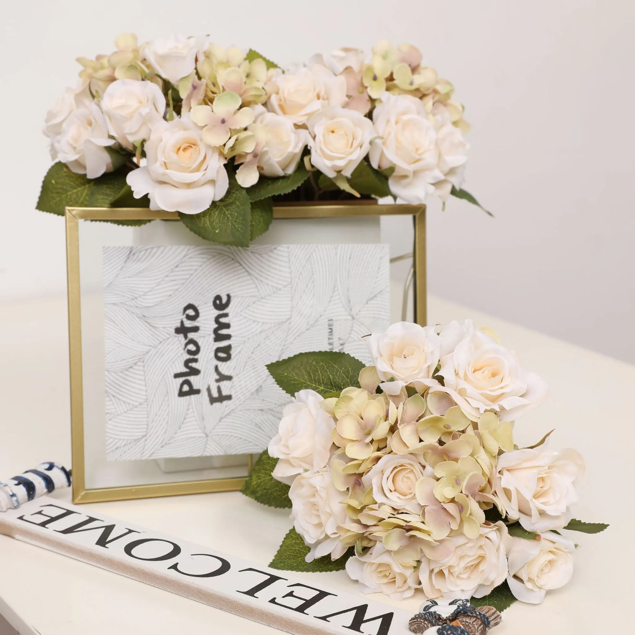 Artificial Silk Hydrangea Rose Mixed Bouquet