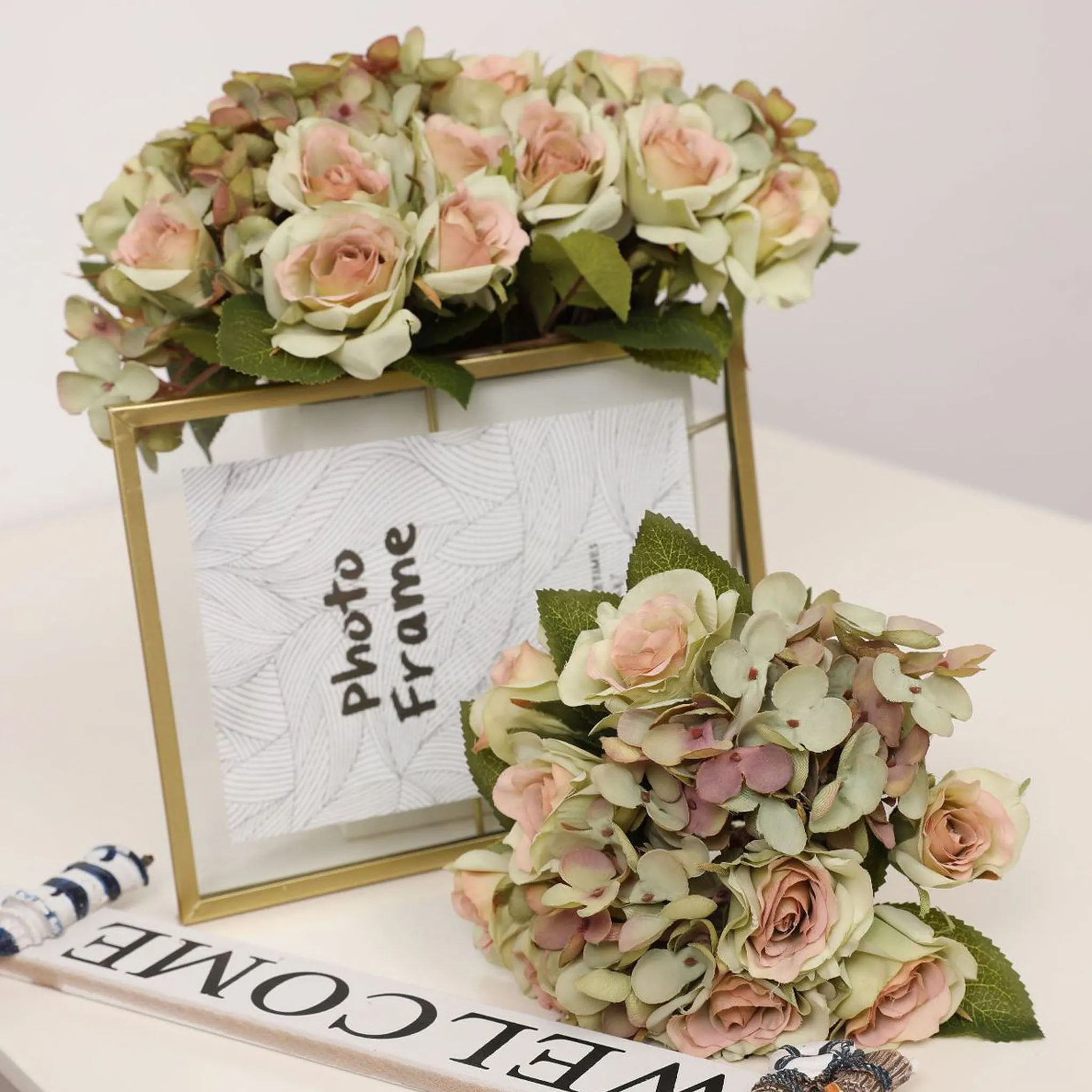 Artificial Silk Hydrangea Rose Mixed Bouquet