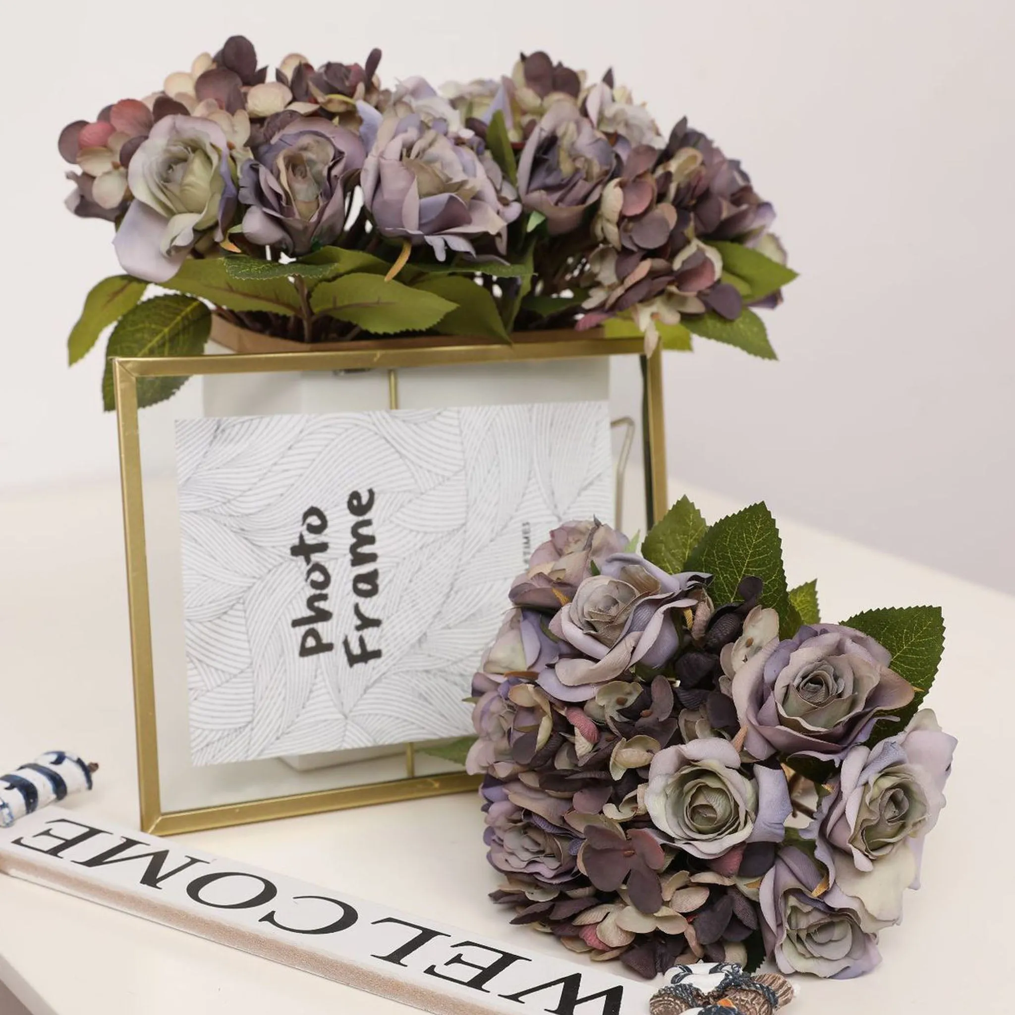 Artificial Silk Hydrangea Rose Mixed Bouquet
