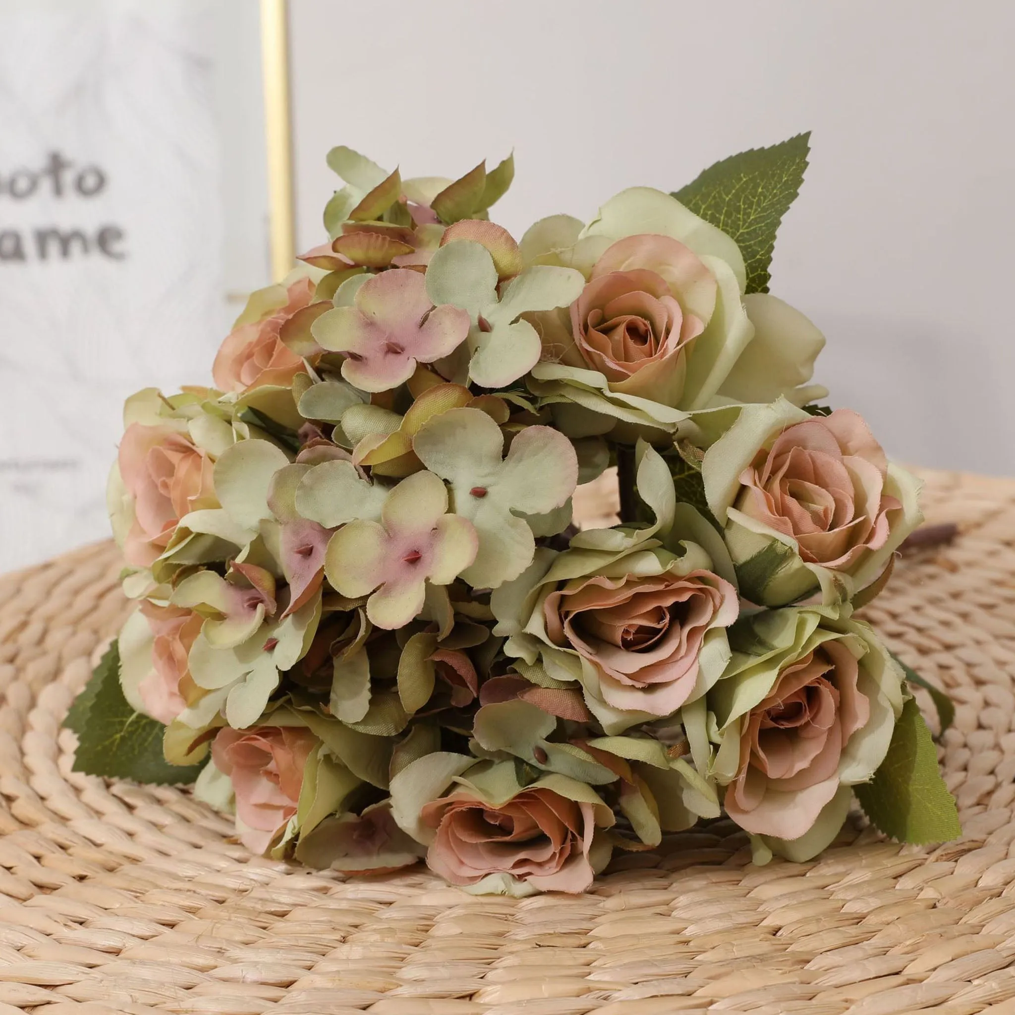 Artificial Silk Hydrangea Rose Mixed Bouquet