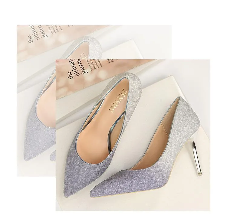 Autumn Gradient Color Pointed Stiletto Super High Heel Shoes