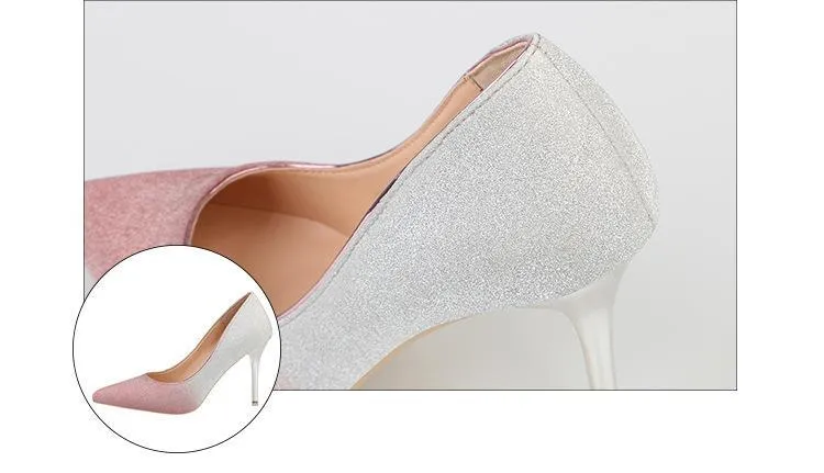 Autumn Gradient Color Pointed Stiletto Super High Heel Shoes