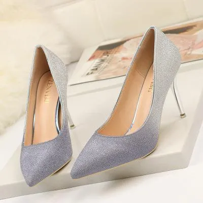 Autumn Gradient Color Pointed Stiletto Super High Heel Shoes