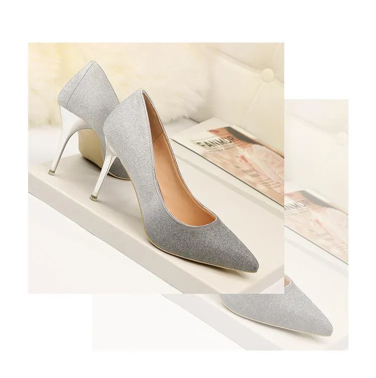 Autumn Gradient Color Pointed Stiletto Super High Heel Shoes