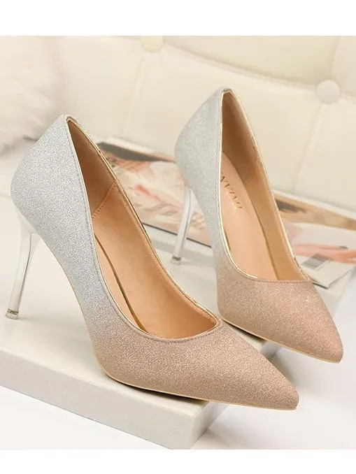 Autumn Gradient Color Pointed Stiletto Super High Heel Shoes