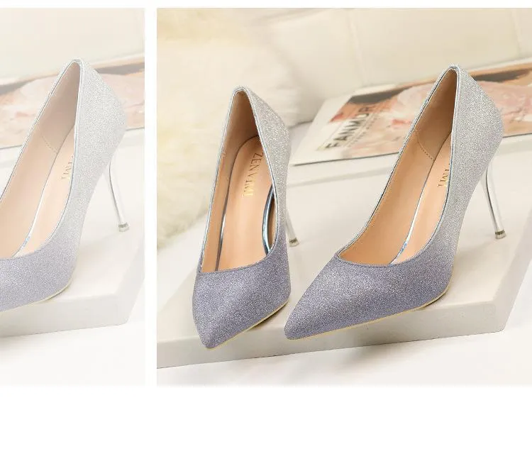Autumn Gradient Color Pointed Stiletto Super High Heel Shoes