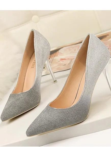 Autumn Gradient Color Pointed Stiletto Super High Heel Shoes