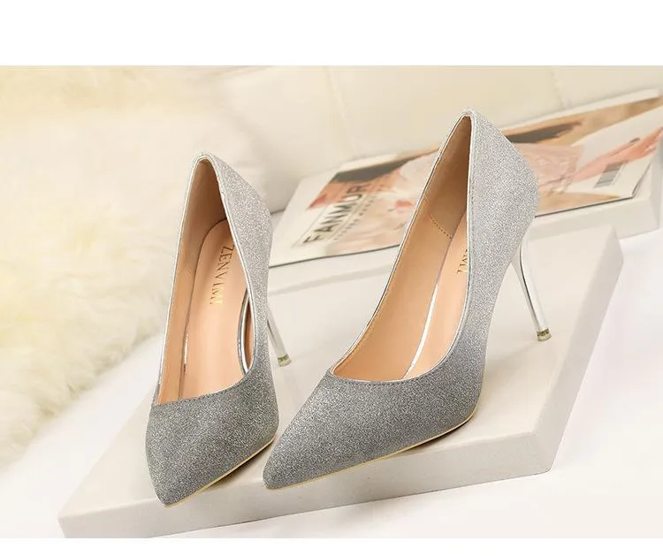 Autumn Gradient Color Pointed Stiletto Super High Heel Shoes