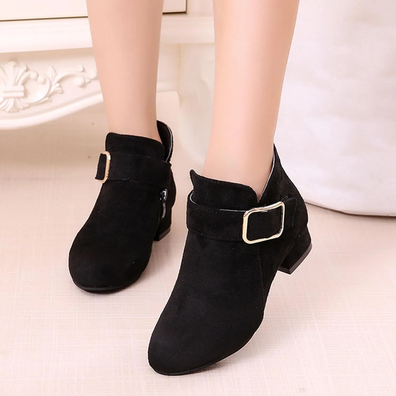 Boys Girls Boots Winter Boot Puffy Faux Fur Lined Boots Fashion Boots Non-Slip Zip Snow Boots for Indoor Outdoor