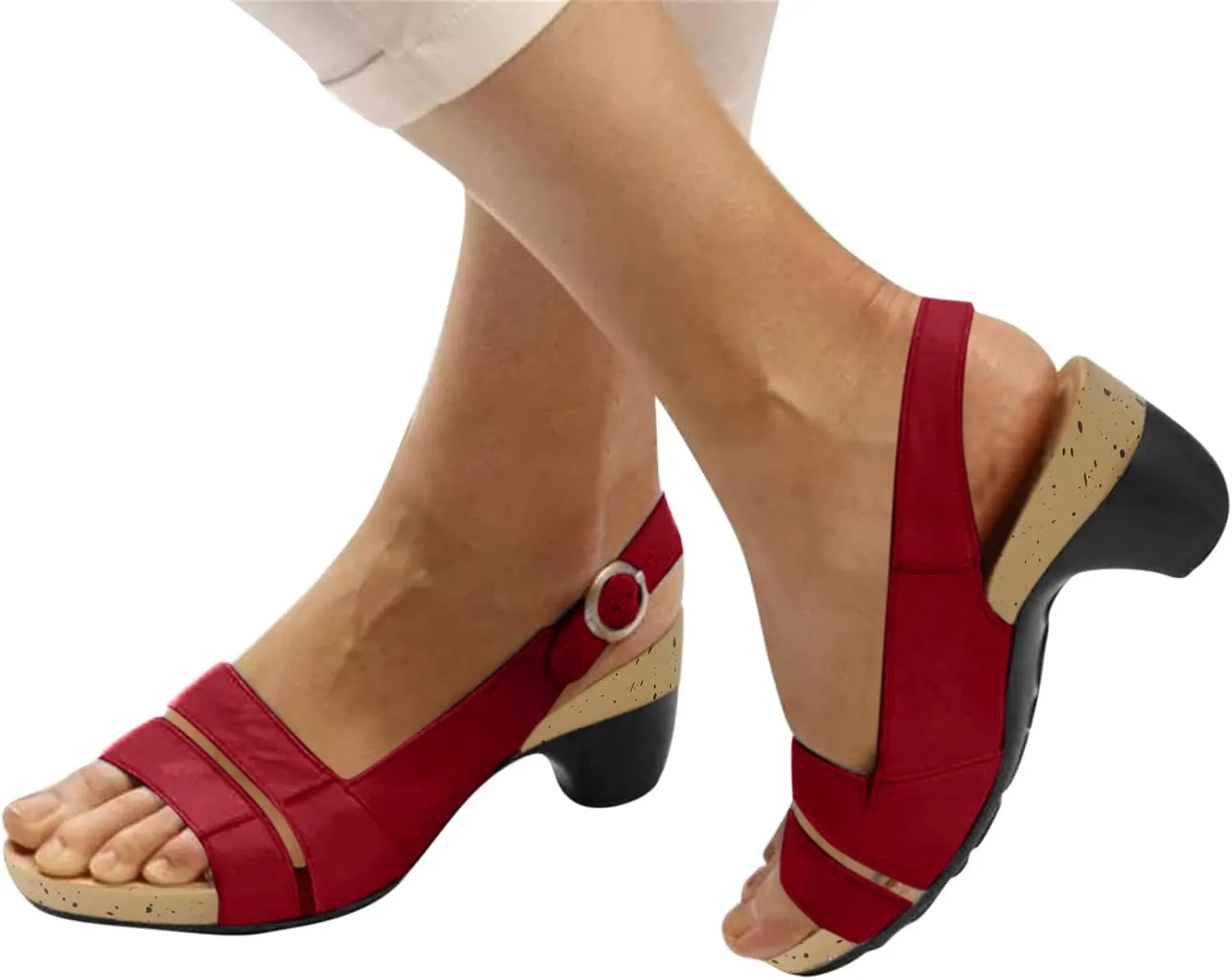 Cathalem Summer Sandals for Women 2024 Wedge Peep Toe Dotmalls Shoes Orthopedic Sandals