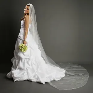 Cathedral Length One Layer Wedding Veil with Pencil Edging