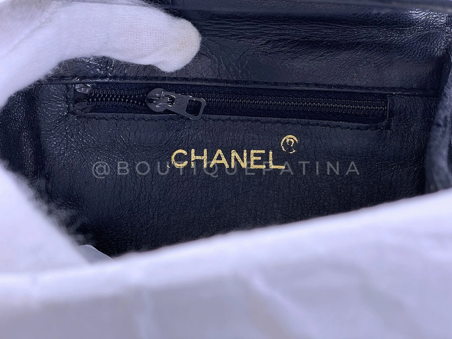Chanel 1991 Vintage Black Quilted Velvet, Strass and Pearl Evening Bag 24k GHW