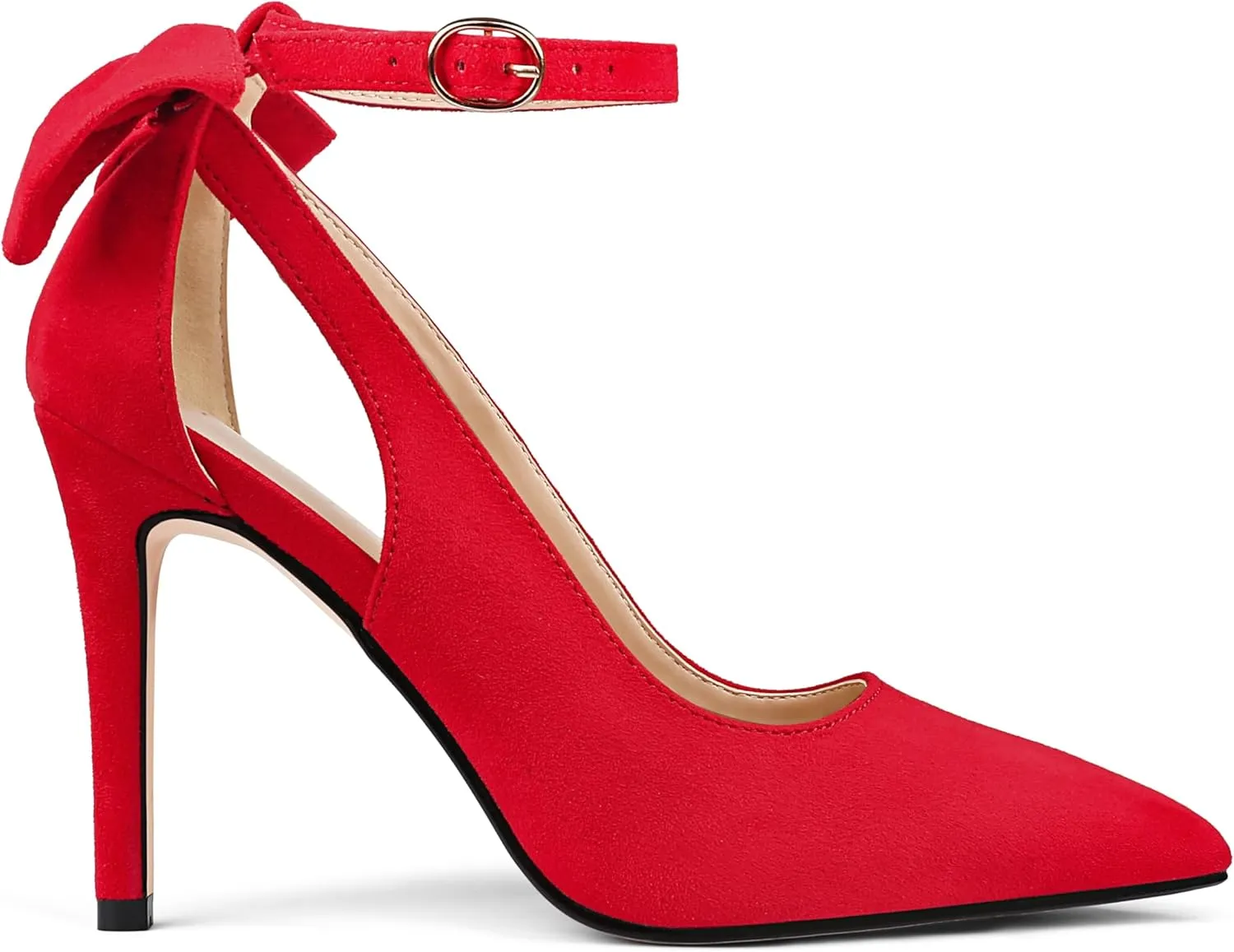 COLETER Womens Bow Knot High Heels Pointed Toe Stiletto Ankle Strap D'Orsay Pumps Bow Evening Dress Shoes