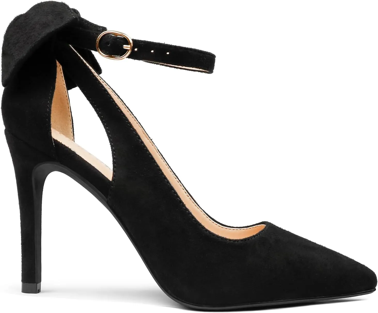 COLETER Womens Bow Knot High Heels Pointed Toe Stiletto Ankle Strap D'Orsay Pumps Bow Evening Dress Shoes