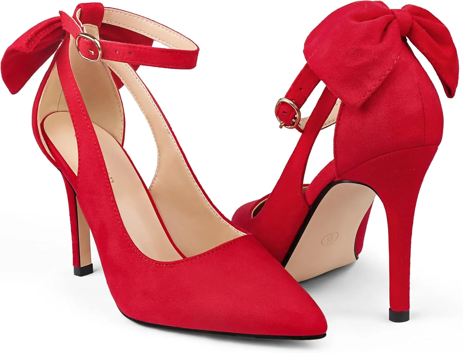 COLETER Womens Bow Knot High Heels Pointed Toe Stiletto Ankle Strap D'Orsay Pumps Bow Evening Dress Shoes