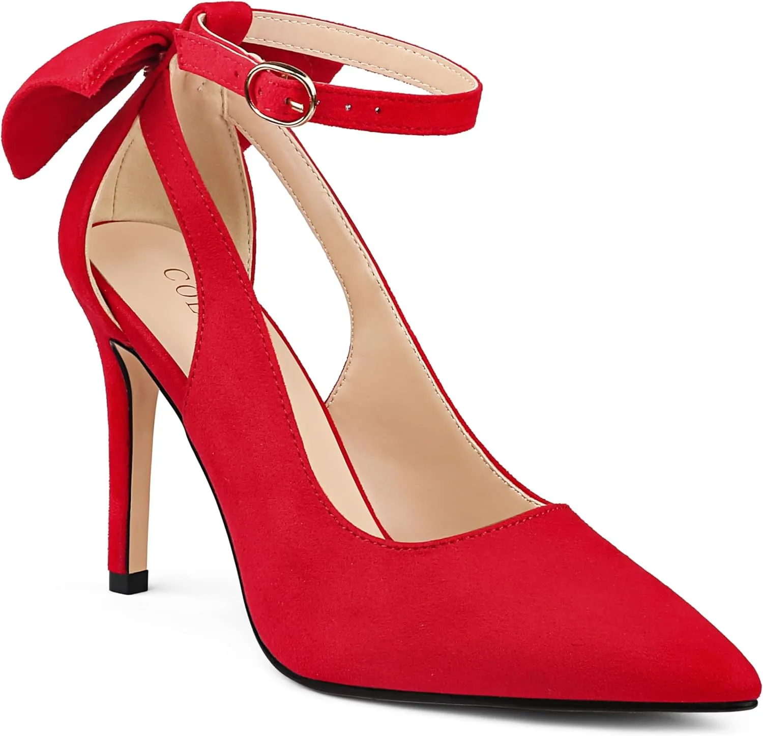 COLETER Womens Bow Knot High Heels Pointed Toe Stiletto Ankle Strap D'Orsay Pumps Bow Evening Dress Shoes
