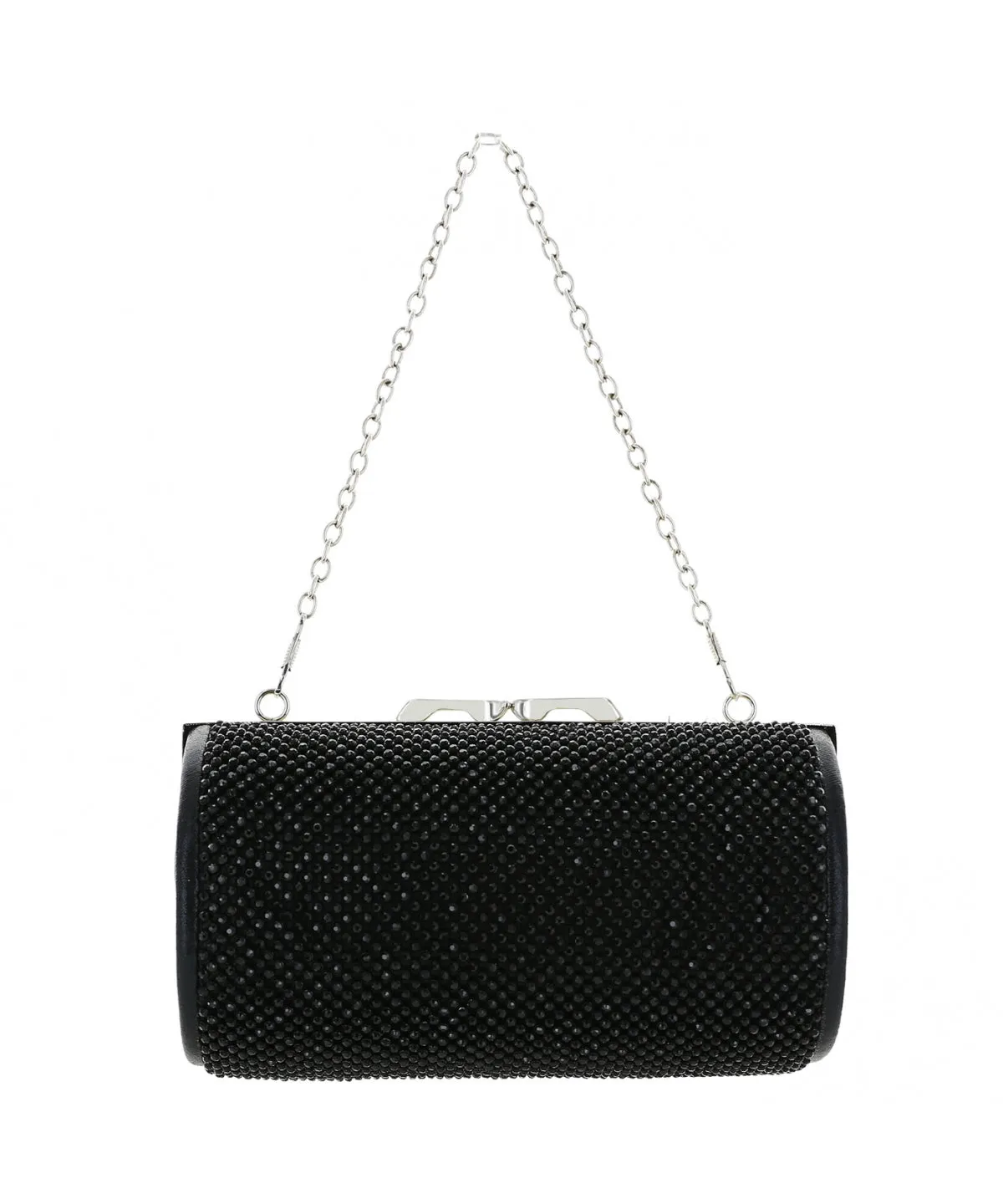 Crystal Embellished Cylinder Clutch Evening Bag