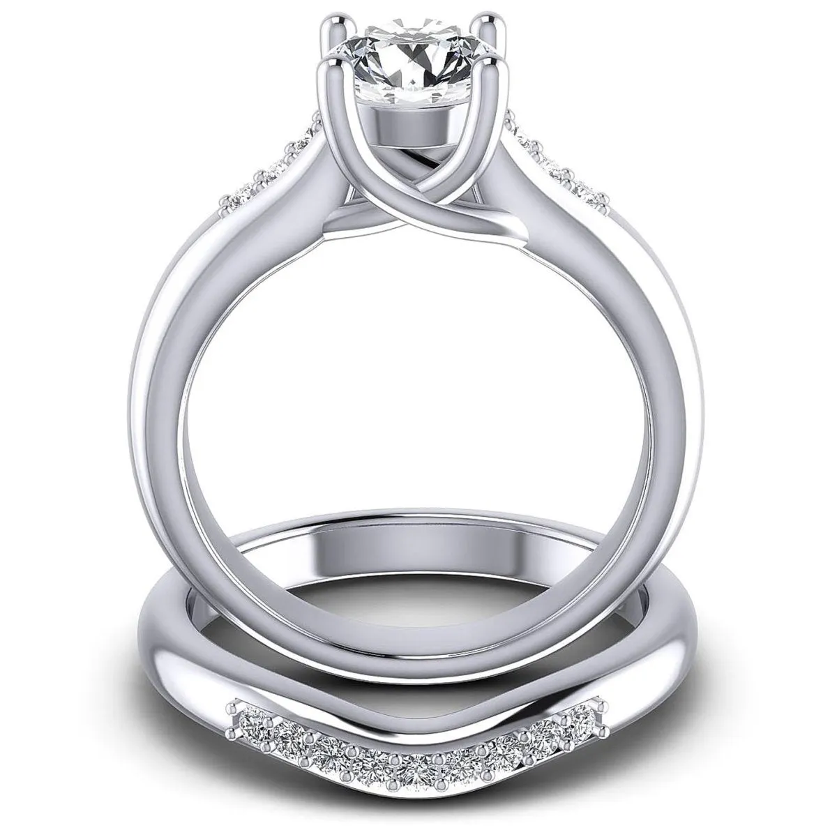 Elegant 0.60CT Round Cut Diamond Bridal Set in 14KT White Gold