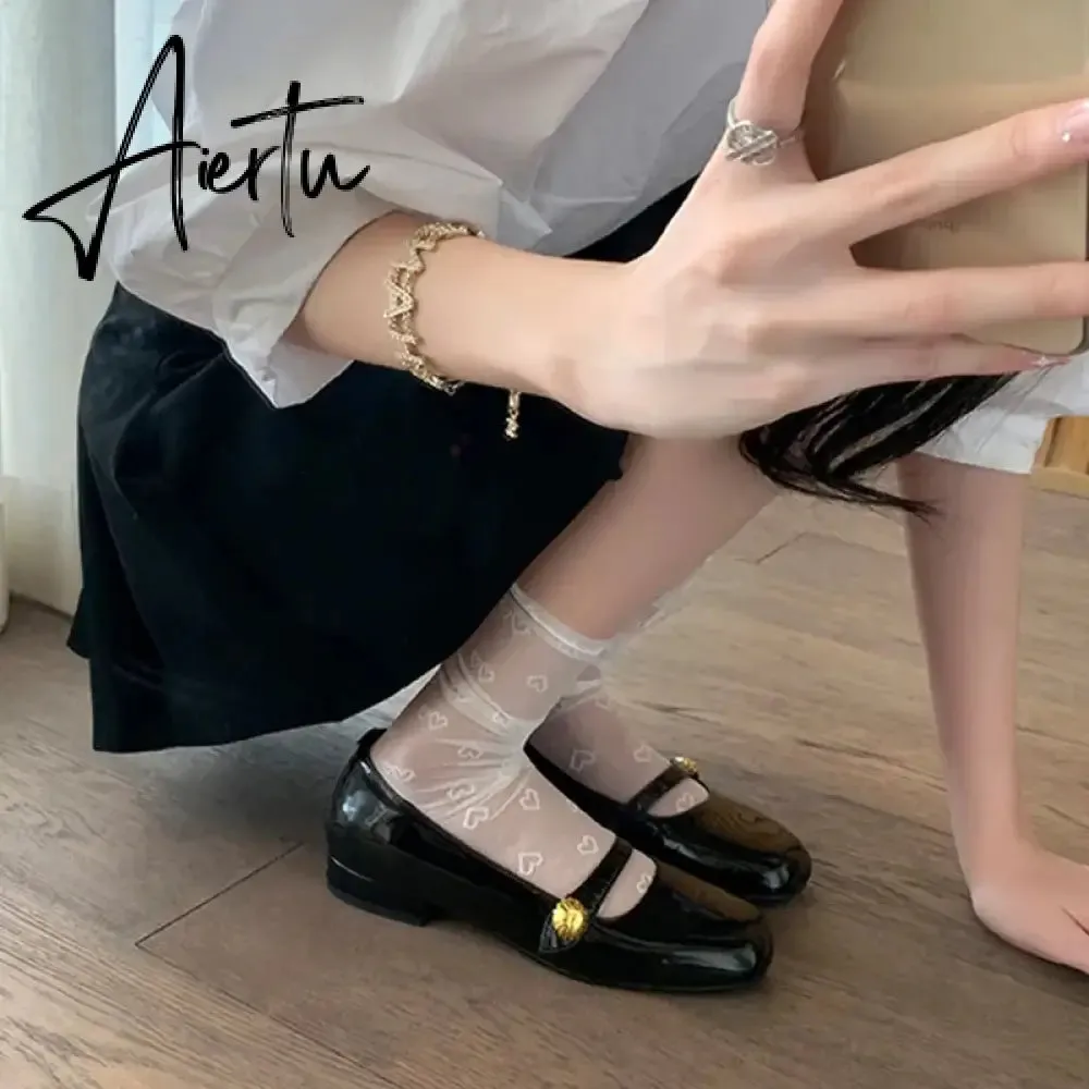 Elegant Woman Shoes with Low Heels Mary Janes Vintage Black PU Leather Ladies Shoes Spring Autumn Lolita Pumps Shoes  New In
