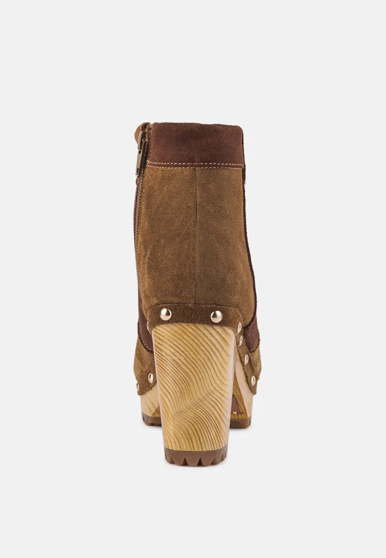 Huron Fine Suede Patchwork Ankle Boots