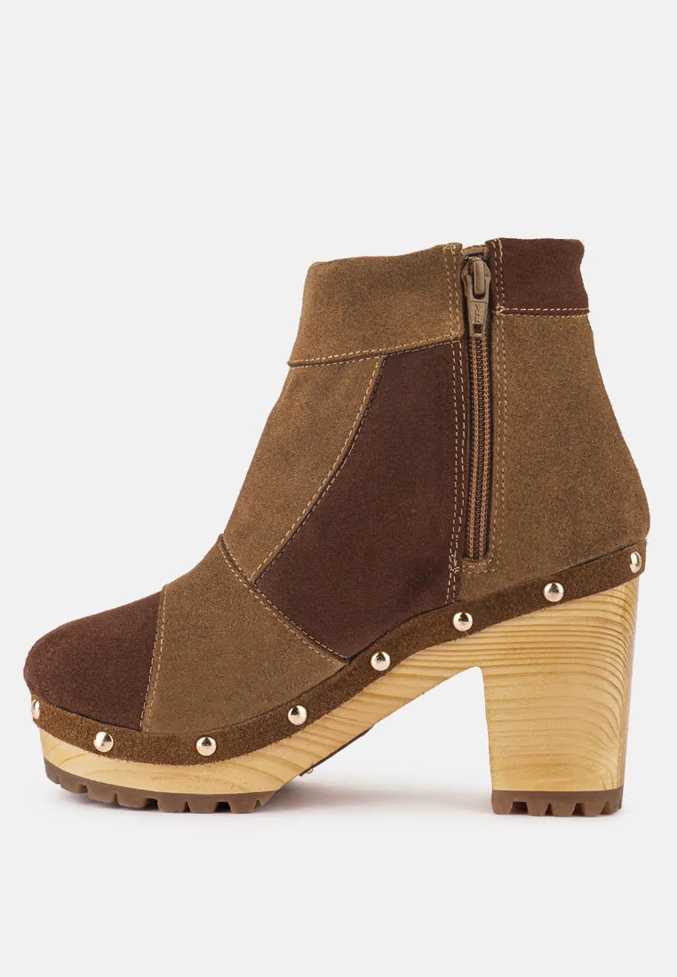 Huron Fine Suede Patchwork Ankle Boots