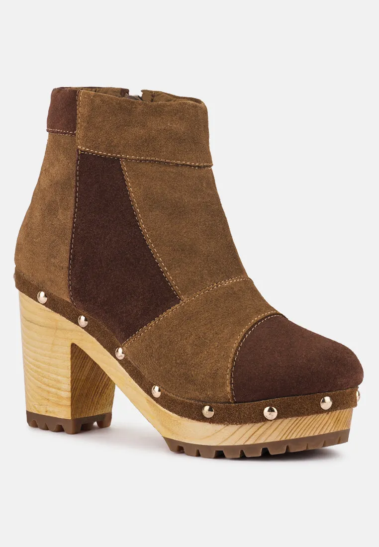 Huron Fine Suede Patchwork Ankle Boots