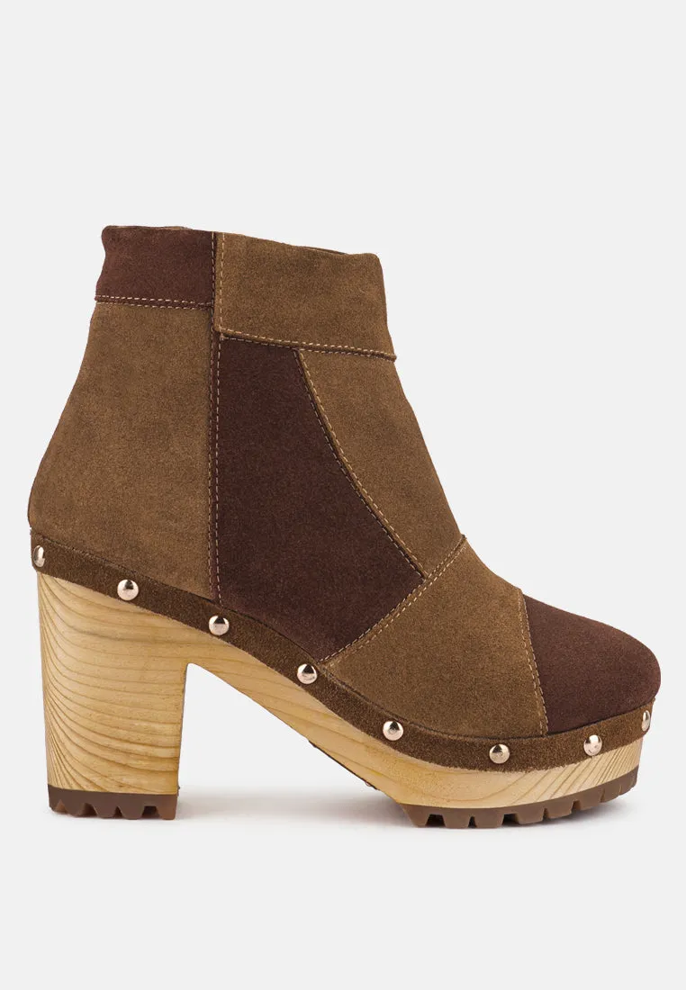 Huron Fine Suede Patchwork Ankle Boots