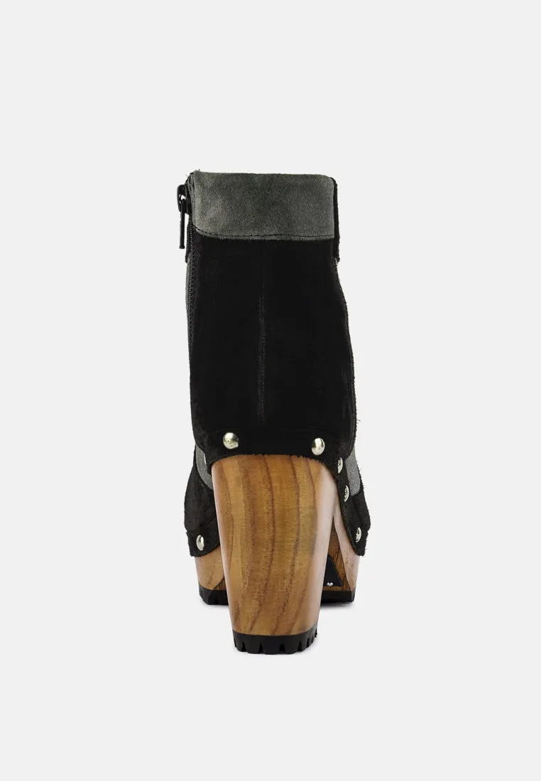 Huron Fine Suede Patchwork Ankle Boots