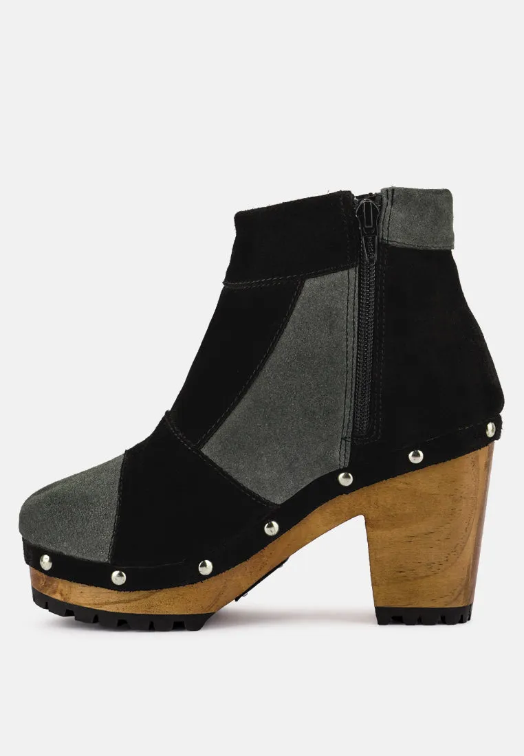 Huron Fine Suede Patchwork Ankle Boots