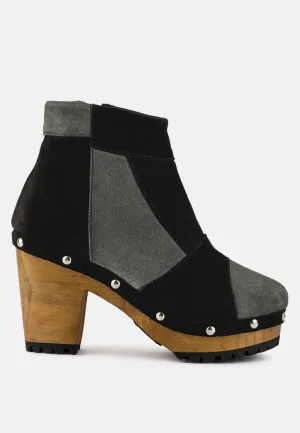 Huron Fine Suede Patchwork Ankle Boots