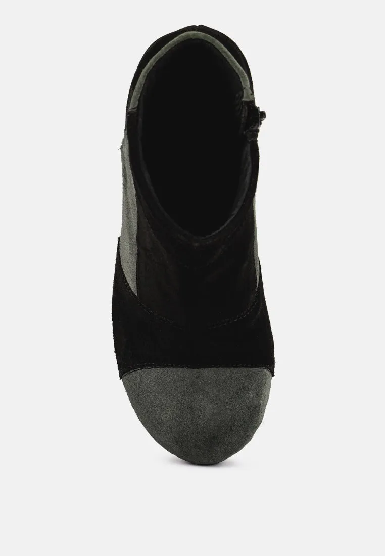 Huron Fine Suede Patchwork Ankle Boots
