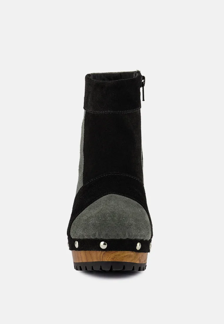 Huron Fine Suede Patchwork Ankle Boots