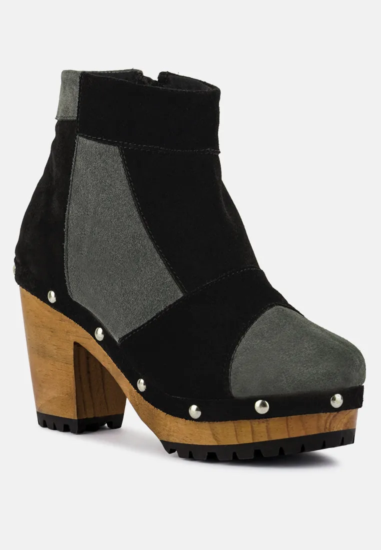 Huron Fine Suede Patchwork Ankle Boots