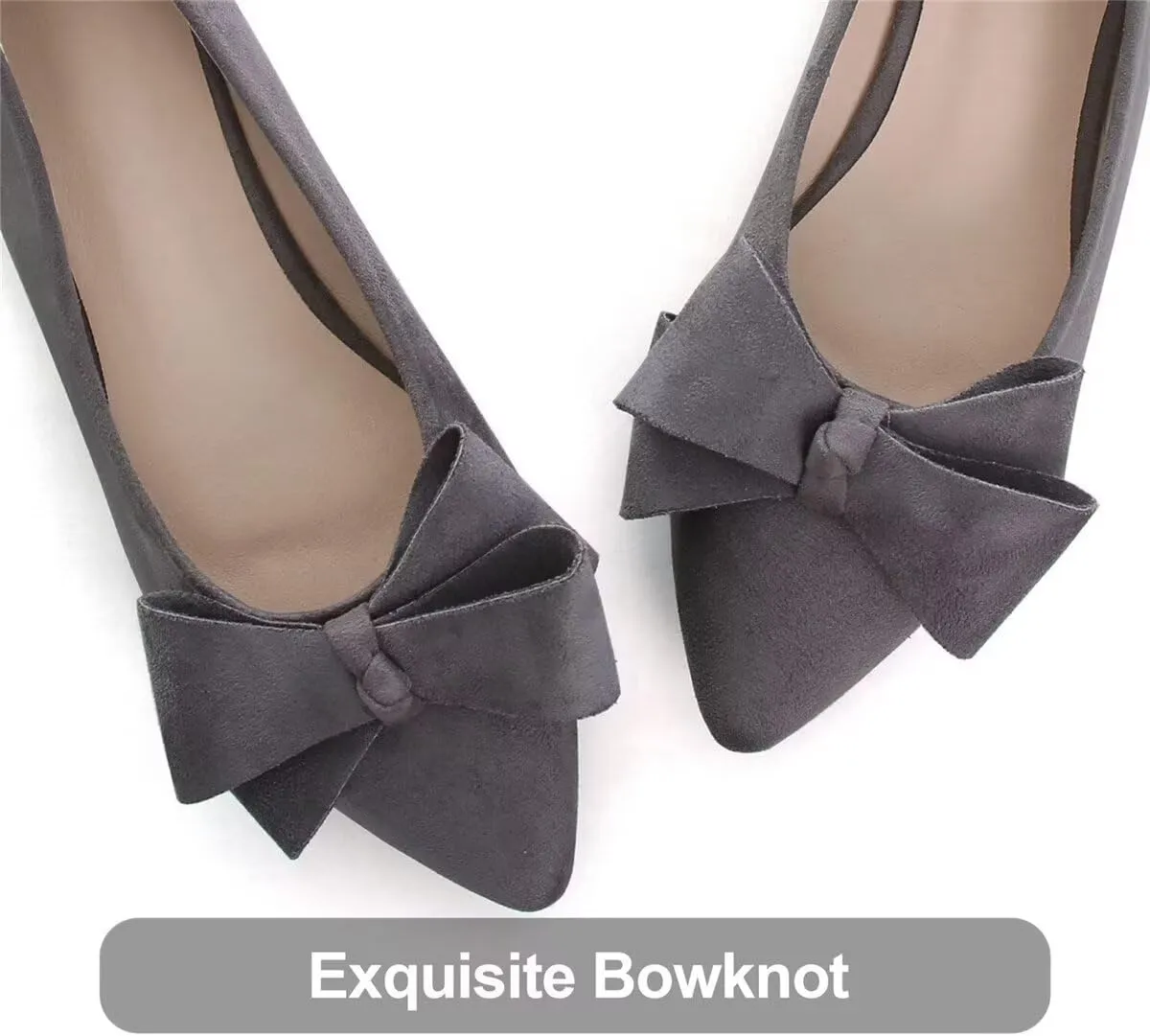 LUXINYU Women Fashion Bow Suede Shoes Pointed Toe Slip on Low Heel Ballet Flats Lightweight Walking Flats Driving Shoes