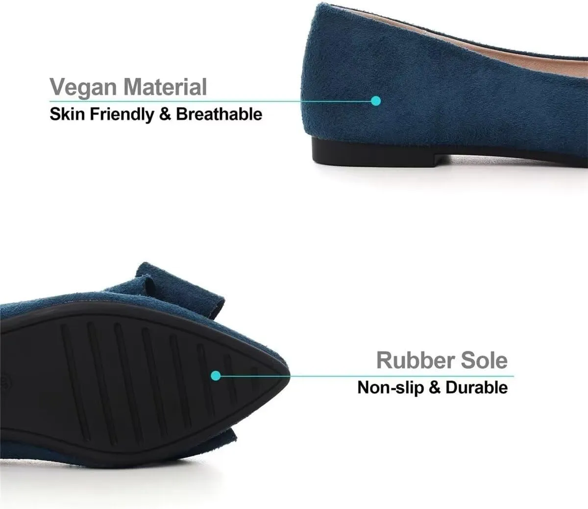 LUXINYU Women Fashion Bow Suede Shoes Pointed Toe Slip on Low Heel Ballet Flats Lightweight Walking Flats Driving Shoes