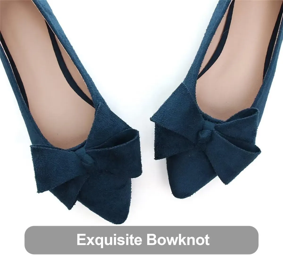 LUXINYU Women Fashion Bow Suede Shoes Pointed Toe Slip on Low Heel Ballet Flats Lightweight Walking Flats Driving Shoes
