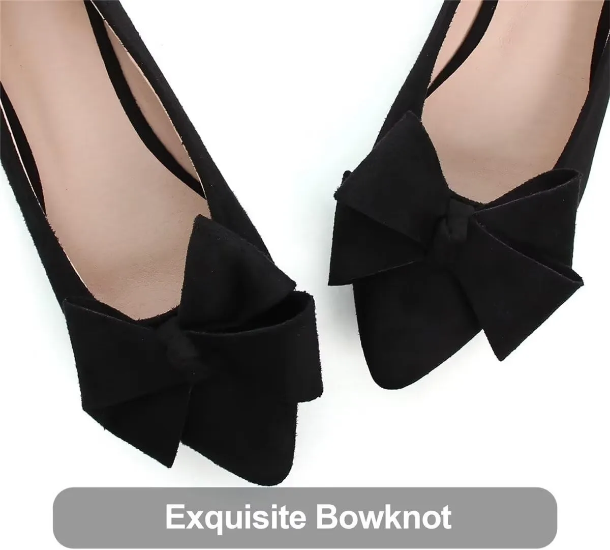 LUXINYU Women Fashion Bow Suede Shoes Pointed Toe Slip on Low Heel Ballet Flats Lightweight Walking Flats Driving Shoes