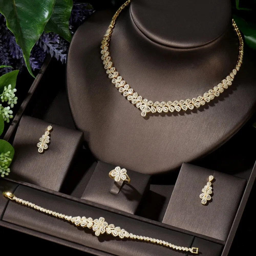 Luxury Women Elegant Bridal CZ Necklace Set