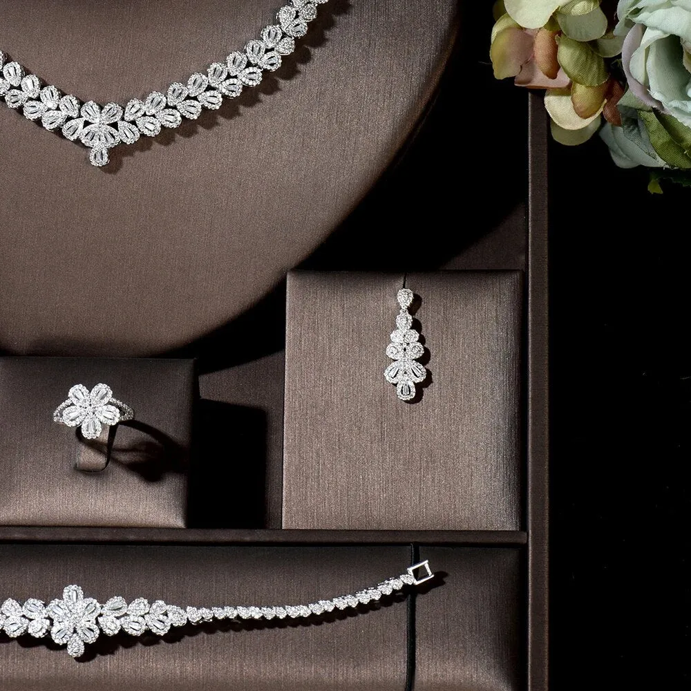 Luxury Women Elegant Bridal CZ Necklace Set