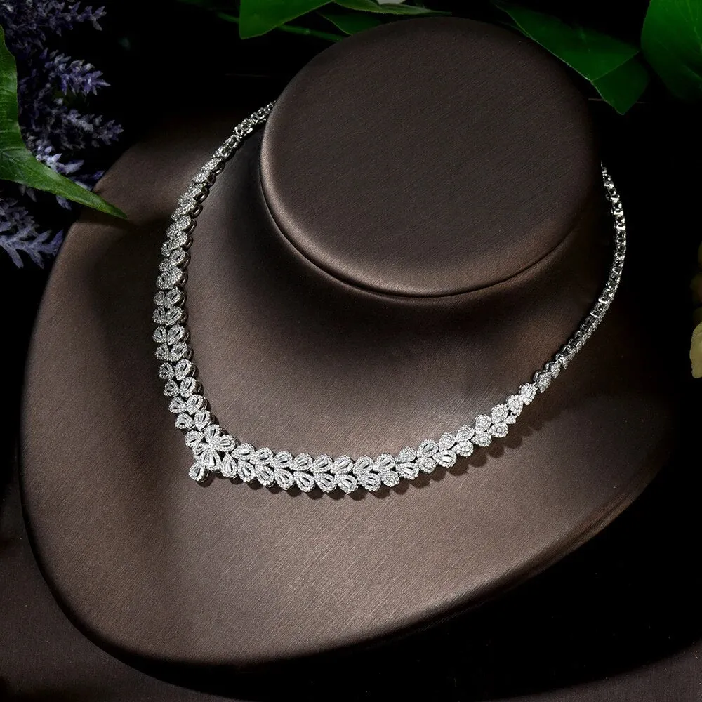 Luxury Women Elegant Bridal CZ Necklace Set