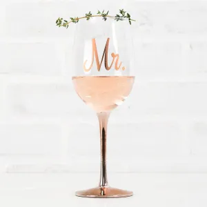 Mr. Metallic Rose Gold Stemmed 18 Oz. Glass