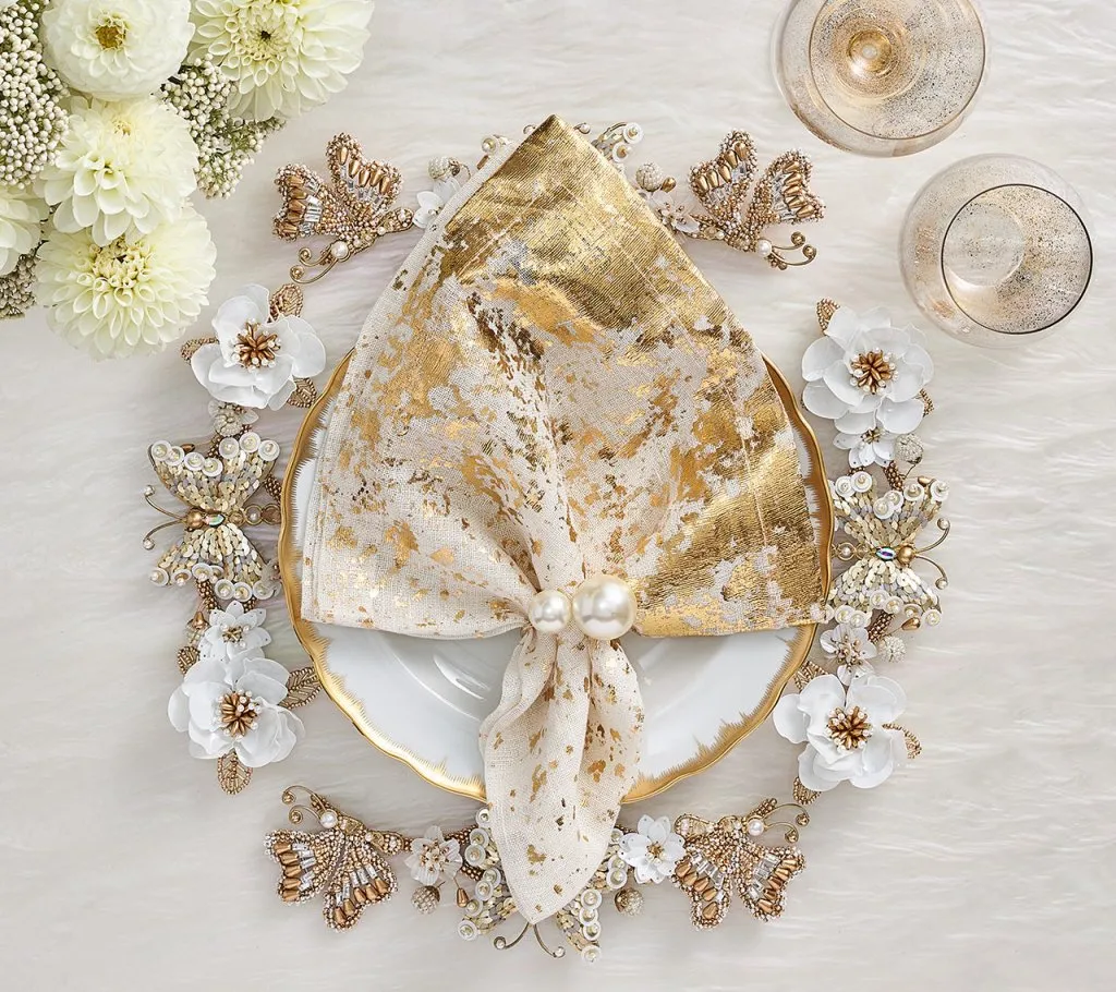 Papillon Charger in Ivory & Gold, Set of 2
