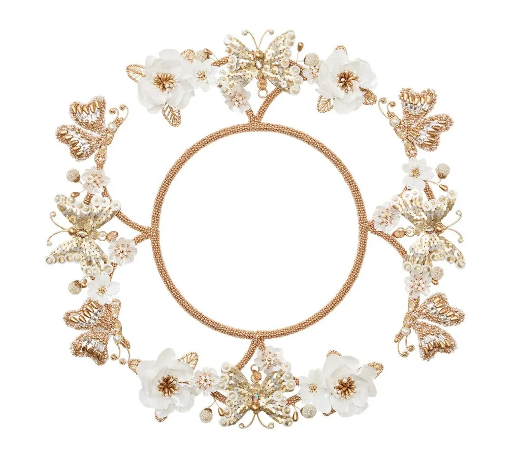 Papillon Charger in Ivory & Gold, Set of 2