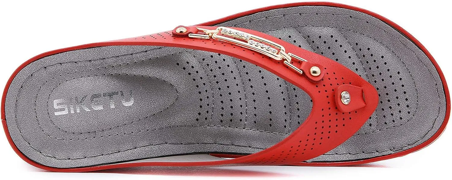 Platform Womens Sandals, Women's Wedges Flip-Flops Beach Sandals Clip Toe Casual Sandals Arch Support Massage Sandals