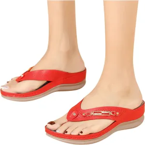 Platform Womens Sandals, Women's Wedges Flip-Flops Beach Sandals Clip Toe Casual Sandals Arch Support Massage Sandals